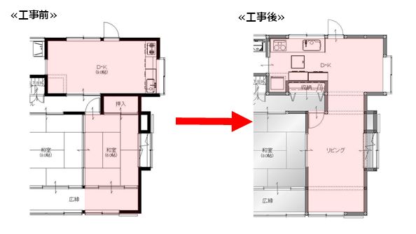 工事　前後　リビング